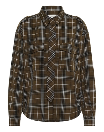 Gestuz - GZAleya Skjorte - Green Olive Check